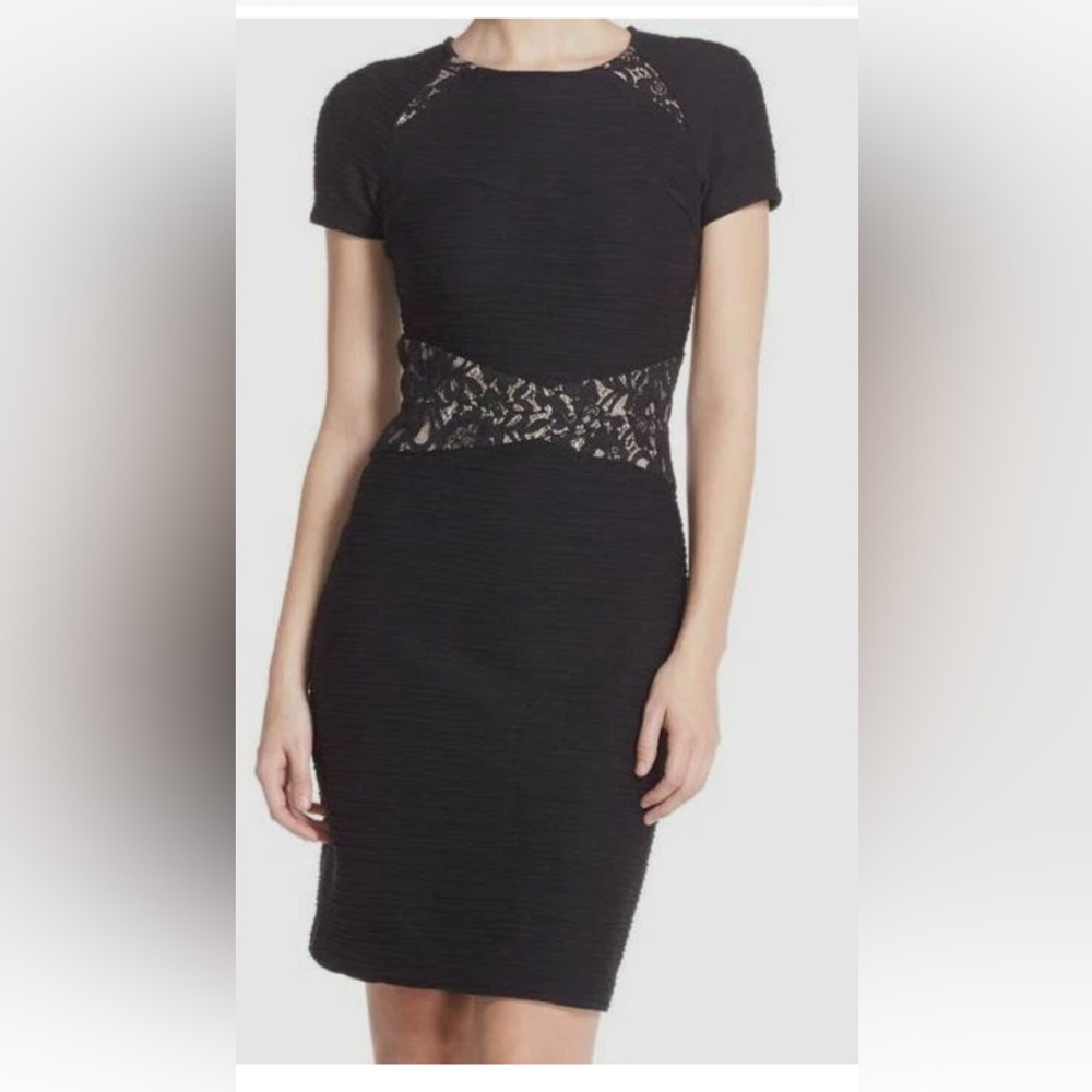ANTONIO MELANI Black Dress with Lace Detail Size 12